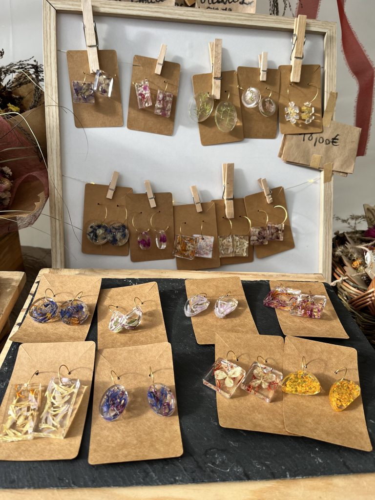 Boucles d'oreilles de fleurs séchées