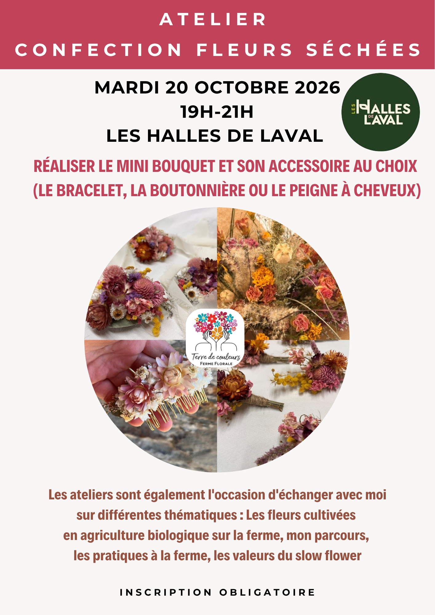 atelier fleurs sechees aux halles laval